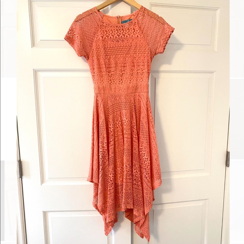 Lace Coral Midi Dress